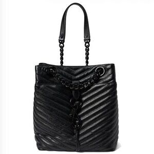 Rebecca Minkoff Large Edie Quilted Leather Bucket Bag Black